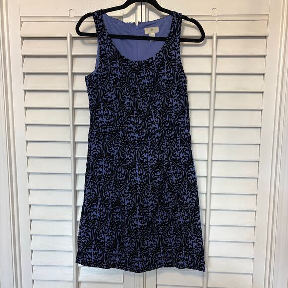 Loft Blue Velvet Scroll Print Dress Size‎ 4 - Picture 1 of 7